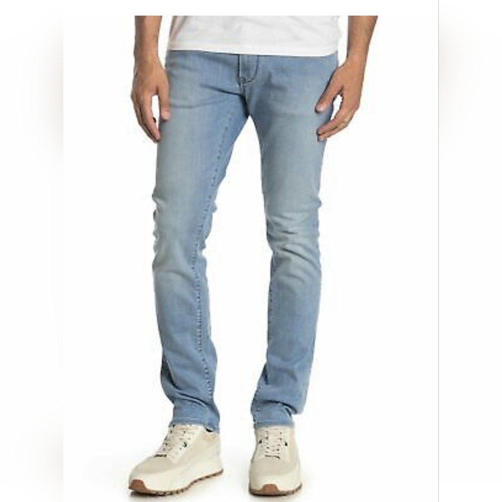 John Varvatos Star USA Men's Wight Skinny Straight Jeans BLLE Denim Aegean Blue